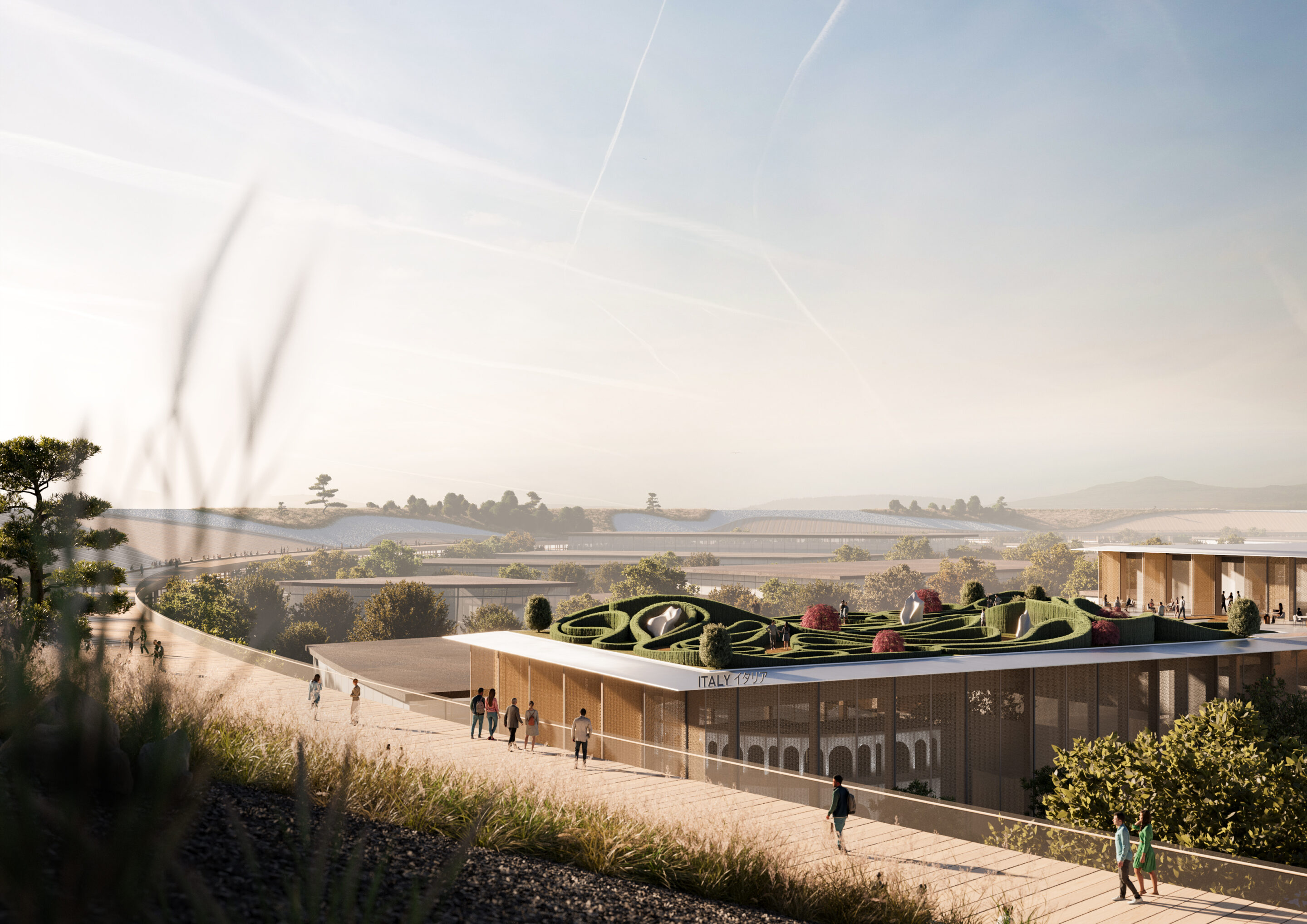 오사카 인공섬에 세워진 이탈리아 파빌리온 1 MCA Padiglione Italia Expo 2025 Osaka Tetto verde il Giardino allitaliana 01 Visual by MCA Visual