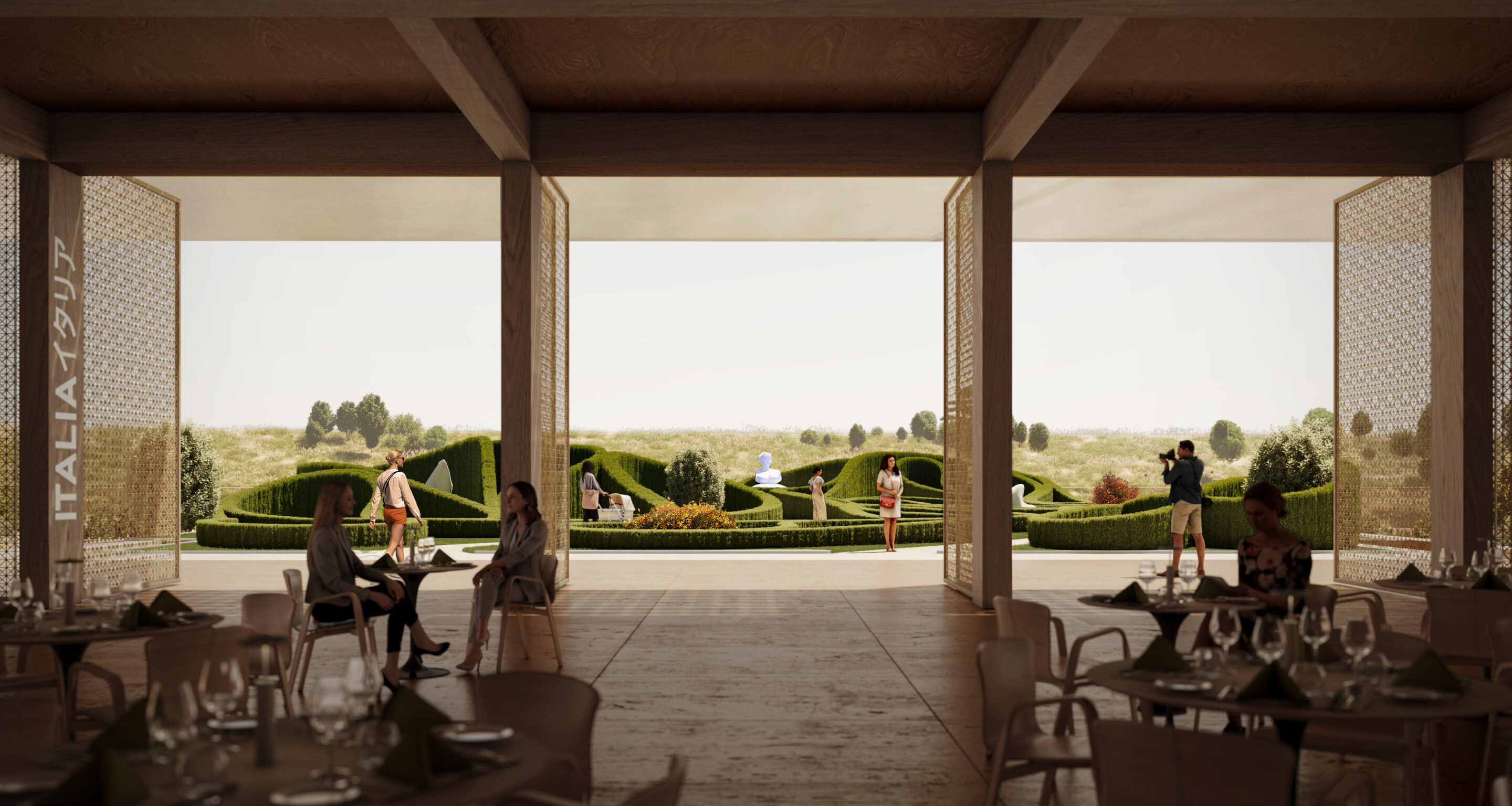 오사카 인공섬에 세워진 이탈리아 파빌리온 2 MCA Padiglione Italia Expo 2025 Osaka interior Visual by MCA Visual