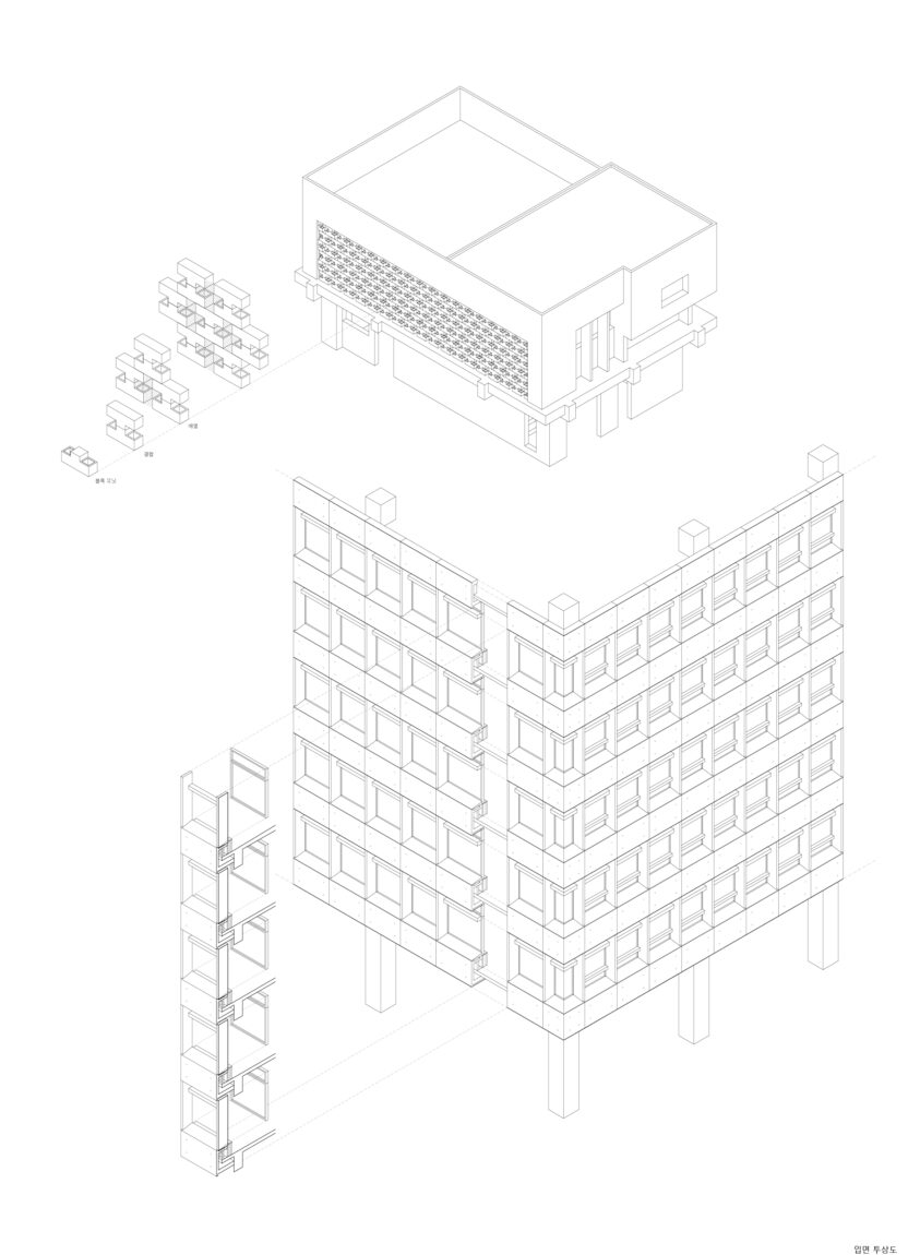 기억과 역사를 중개하는 초현실부동산 4 페이지명동 입면투상도drawing by THE SAAI
